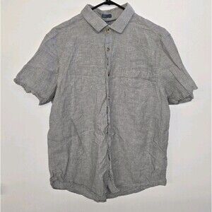 Tenth Ocean Shirt Large Washable Linen Short Sleeve Spread Collar Gray (C)